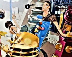 Anne Bolelyn reading her first letter from Henry VIII with attendants. Shakespeare's Globe Theatre.