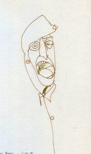 Michael Rosen with raised hand. Everybody's Reading Festival. Leicester