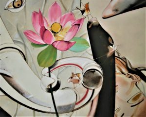 Queen Maya's dream. Buddhism, elephant, lotus, birds.